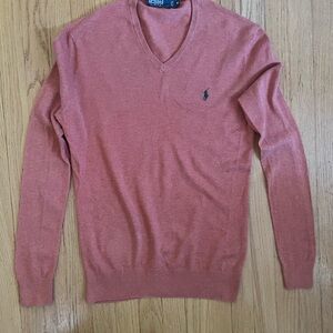 Ralph Lauren Rust V-Neck Sweater for Men